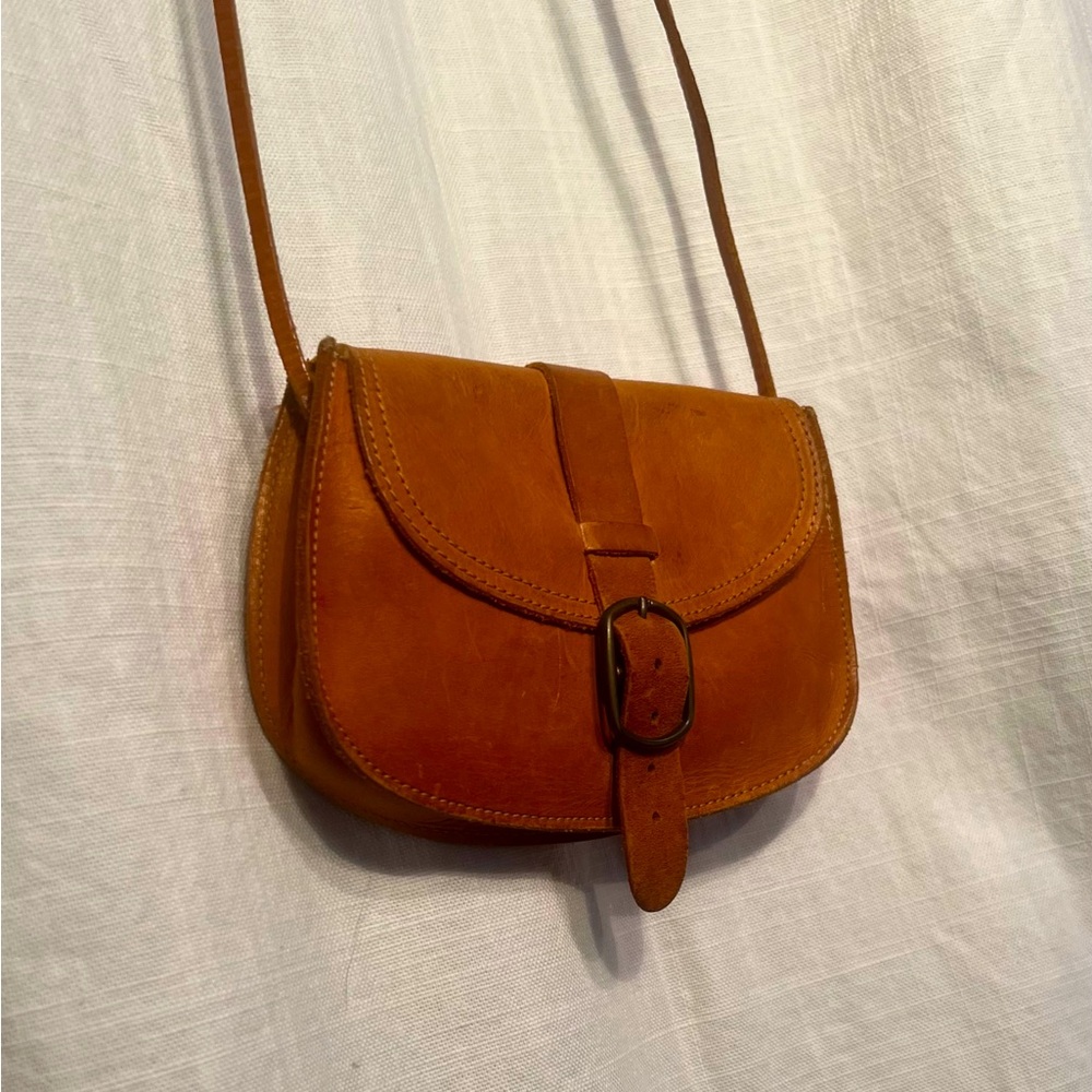 Brown Leather Purse - Over the shoulder